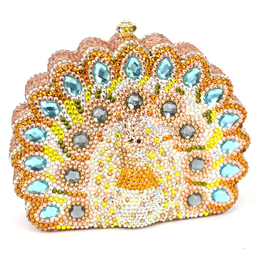 

Lady Peacock Shape Lord Fashion Women Handbags Party Day Clutches Box Purse Crystal Evening Bags Female Gold Wedding Design Q77