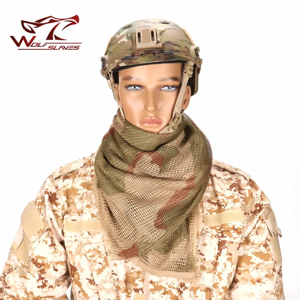 190*90cm Scarf Cotton Military Camouflage Tactical Mesh Scarf Sniper Face Scarf Veil Camping Hunting Multi Purpose Hiking Scarve