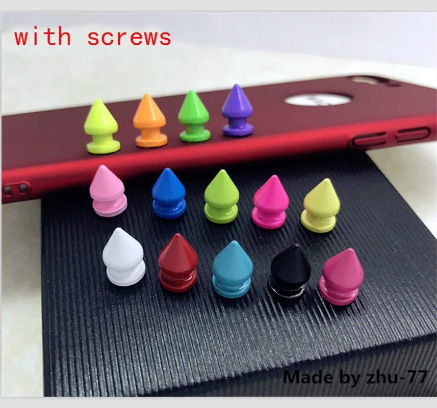 50pcs 8*13mm Gothic Leather Rivet Metal Punk Rock Paint Colored Spikes And Studs For Clothes DIY Remaches Para Cuero