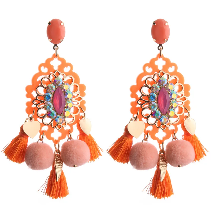 NeeFu WoFu Big Earrings Hairball Earring Long Tassel earrings Crystal Large Rhinestone Brinco Ear Oorbellen jewelry fashion gift
