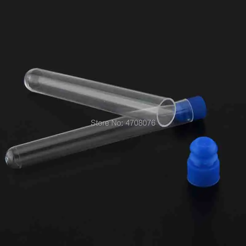 

20×153mm 50 pcs/lot Plastic test tube with blue cap PS material labware for scientific experiment round bottom