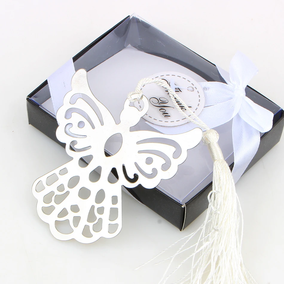 Silver Angel Bookmark for Baptism Baby Shower Souvenirs Party Christening Giveaway Gift Wedding Gifts for guest 50pcs gift box