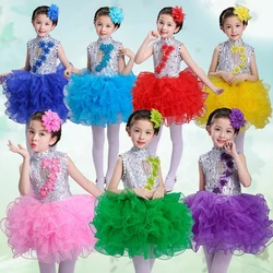 Principessa Delle Ragazze di Fantasia Abito da Ballo per Bambini Sala da Ballo Jazz Hip Hop Abiti Abiti di Sfera Del Partito Della Ragazza di Usura Paillettes Halloween di Natale Outfit