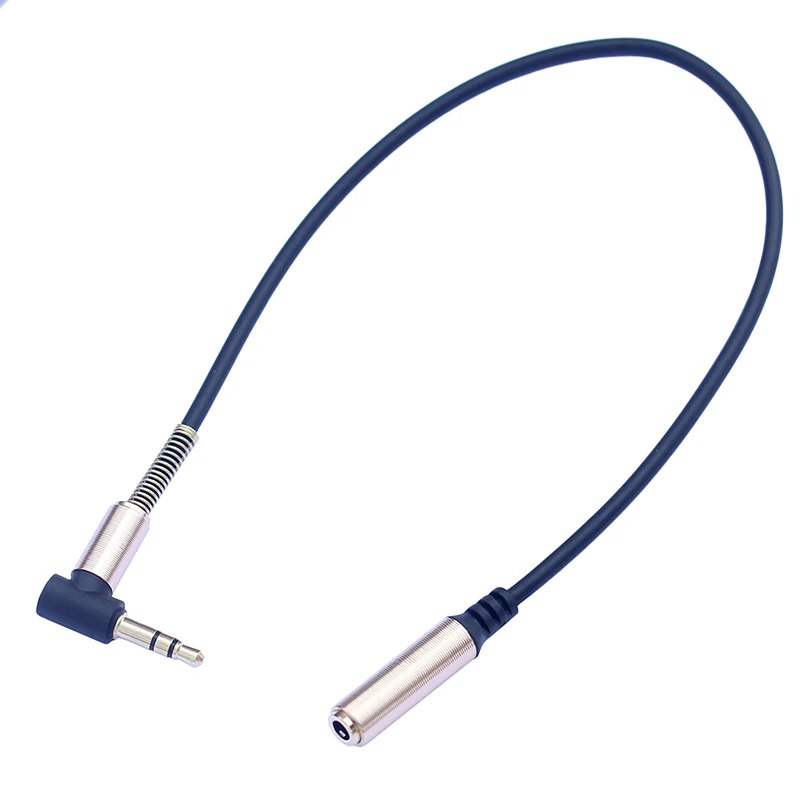 Hot Sale 25cm Strero 3.5MM Jack 90 Right Angle Male To Female Audio Aux Extension Cable Cord