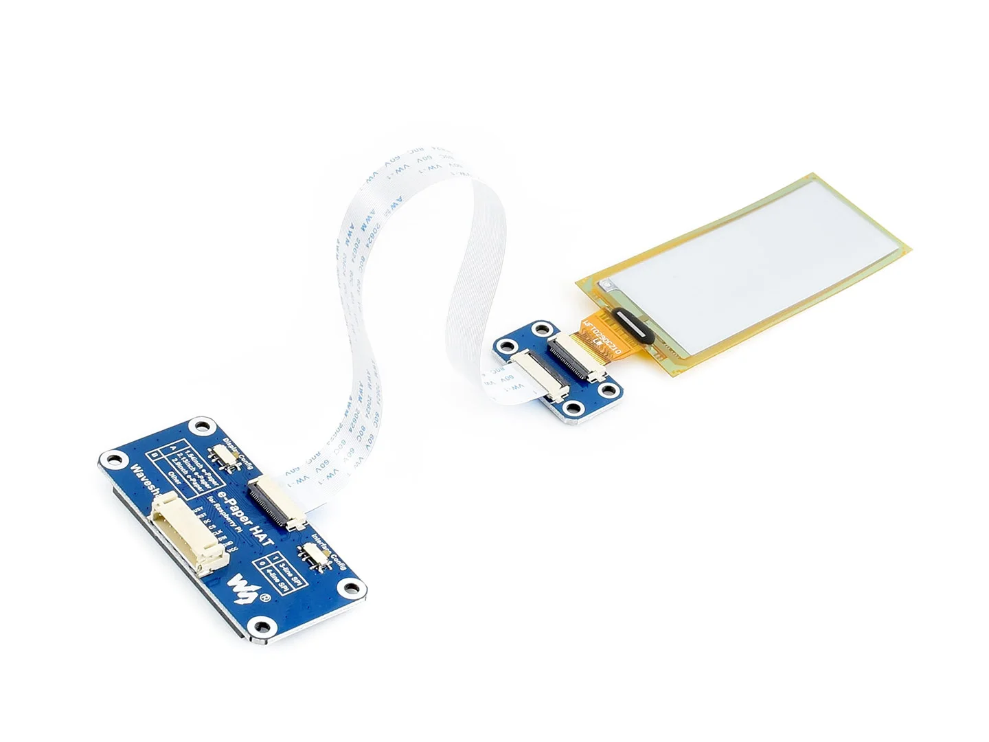 2.9inch e-Paper HAT (D) 296×128 resolutionwith embedded controller, communicating via SPI interface, supports partial refresh.