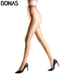 BONAS-medias de nailon de talla grande 15D para mujer, pantimedias sin costuras de alta elasticidad, Color sólido, 6 unidades por juego