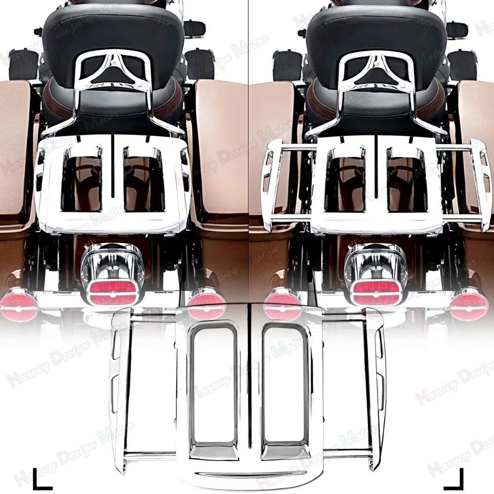 

Adjustable Two-Up Chrome Luggage Rack For Harley Touring Street Glide Road King FLHX FLHR FLH/T 2009-2022