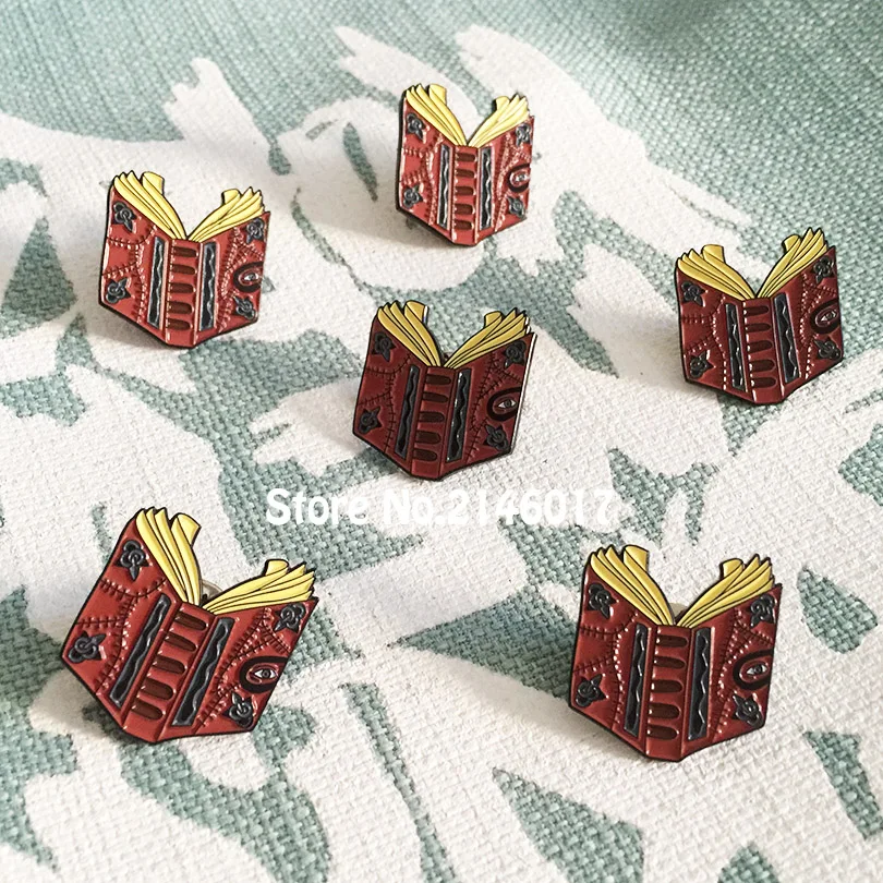 

10pcs Nostalgia Enamel Pins and Badge New Arrival Halloween Lapel Pin 90's 1'' High Spell Book Brooch Metal Craft Gift