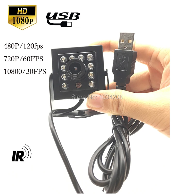 SPYEYE 2.0MP 1080P High Fps 30Fps/720 60Fps/480P 120Fps CCTV Security Usb 2.0 UVC Mini Ir Infrared USB Camera Night Vision