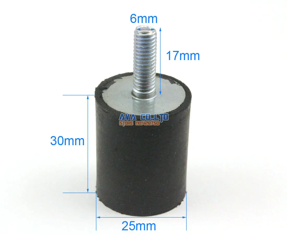 5 Pieces 25*30mm Body M6*17mm Male Female Rubber Anti Vibration Mount Bobbin Isolator