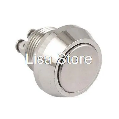 DC 36V 2A Off-(On) NO 12mm Metal Flat Head Round Momentary Push Button Switch