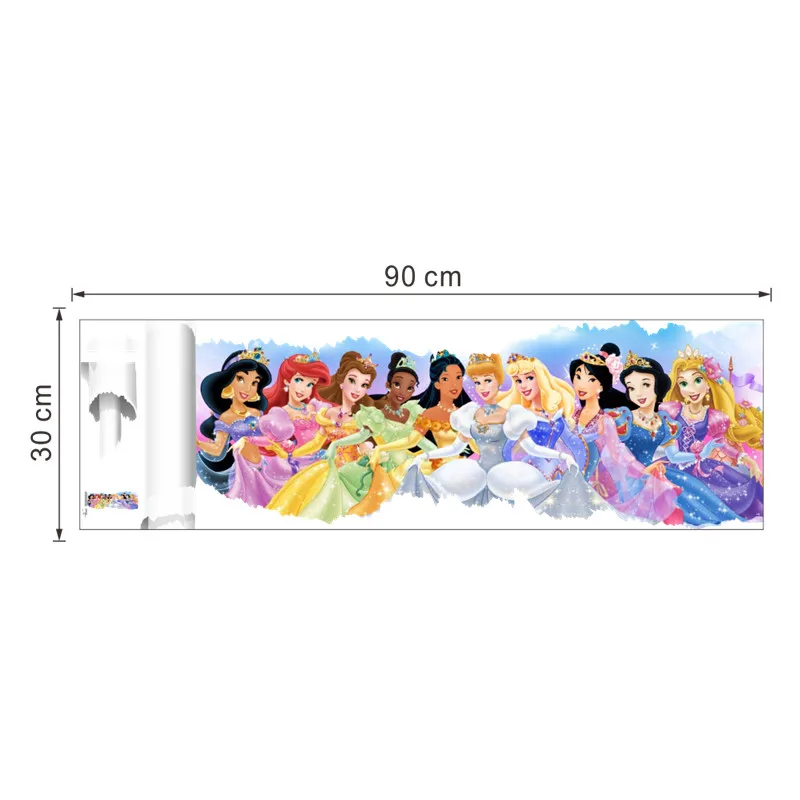 Cartoon Princess Girl Wall Stickers For Kids Rooms PVC Children Wall Decals 3d Kids Bedroom Living Room Decor Children Gift