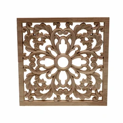 RUNBAZEF Vintage Wood Carved Decal Corner Onlay Applique Frame Furniture Wall Unpainted Home Cabinet Door Decor Crafts Square