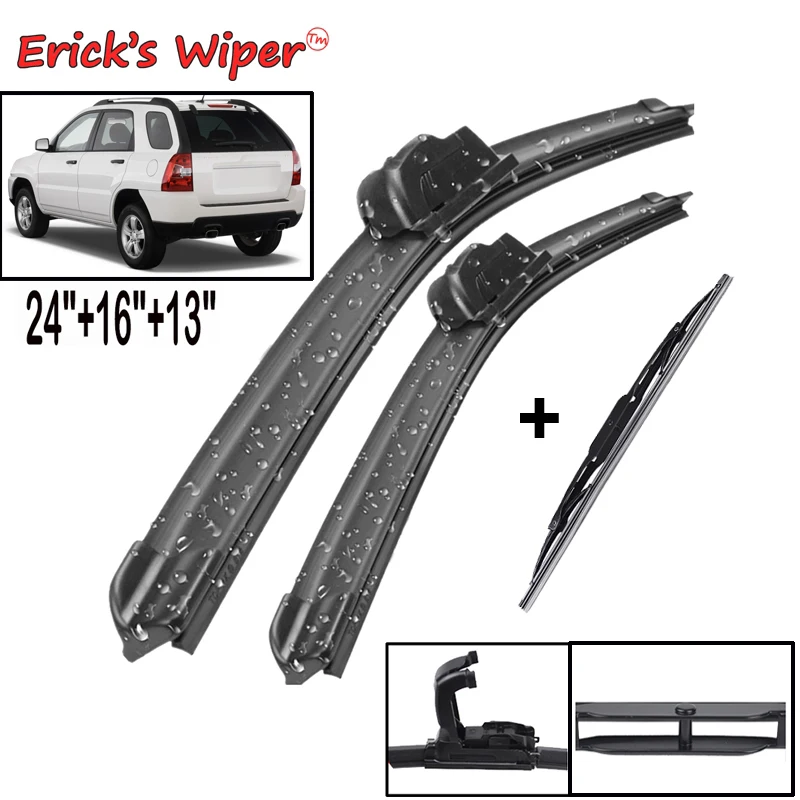 Erick's Wiper Front & Rear Wiper Blades Set Kit For KIA Sportage JE / KM 2005 - 2010 Windshield Windscreen Window 24