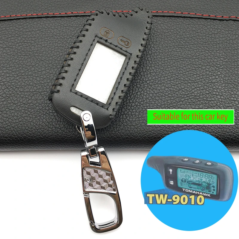 Leather key cover Key cases For Tomahawk TW9010 TW9020 TW4000 TW701 Remote Key Fob Cover Two Way Russia Car Alarm LCD keychain