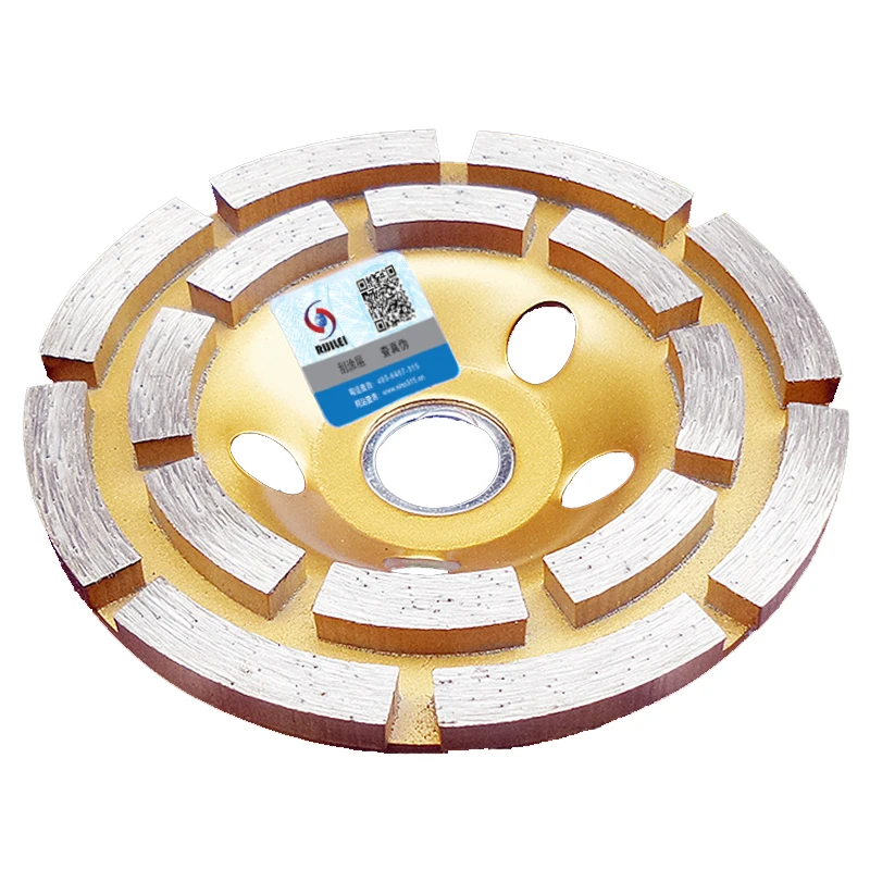 RIJILEI – roue de meulage Double rangée diamant 4 pouces 100mm, disque en forme de bol, coupe de meulage, béton, granit, pierre, céramique, outils