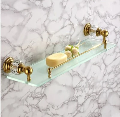 Luxury Golden /Chrome/Rose Gold Crystal Glass Decoration Bathroom  Shelf Cosmetics Rack Storage Holder Sanitary Accessories