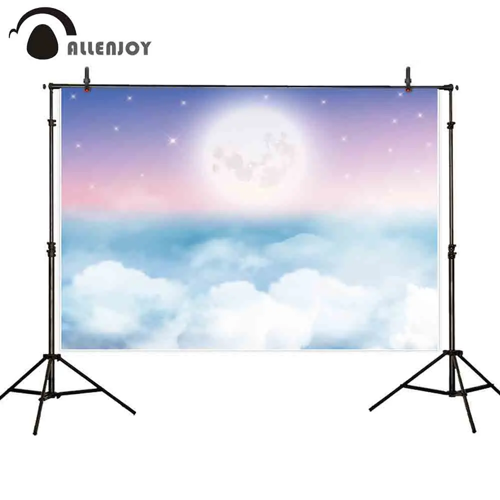 

Allenjoy photography backdrops cloud moon stars purple pink sky baby newborn fantasy photo background photocall wall-paper