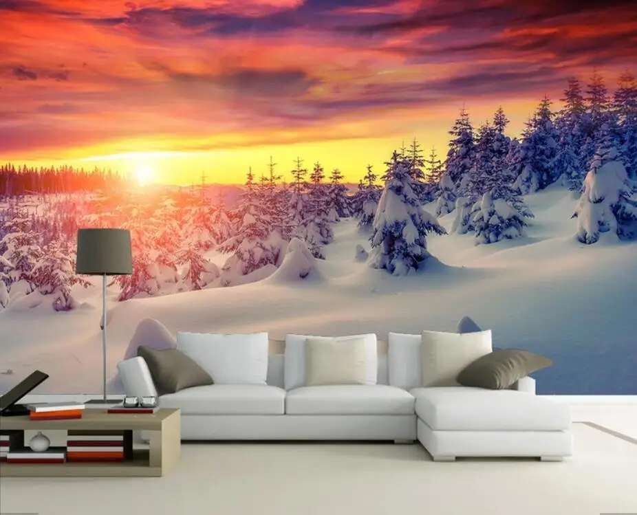 3d Sun Shine Snow Forest Wallpaper Mural for Living Room Sofa TV Background Wall Covering  Photo  Nature Murals