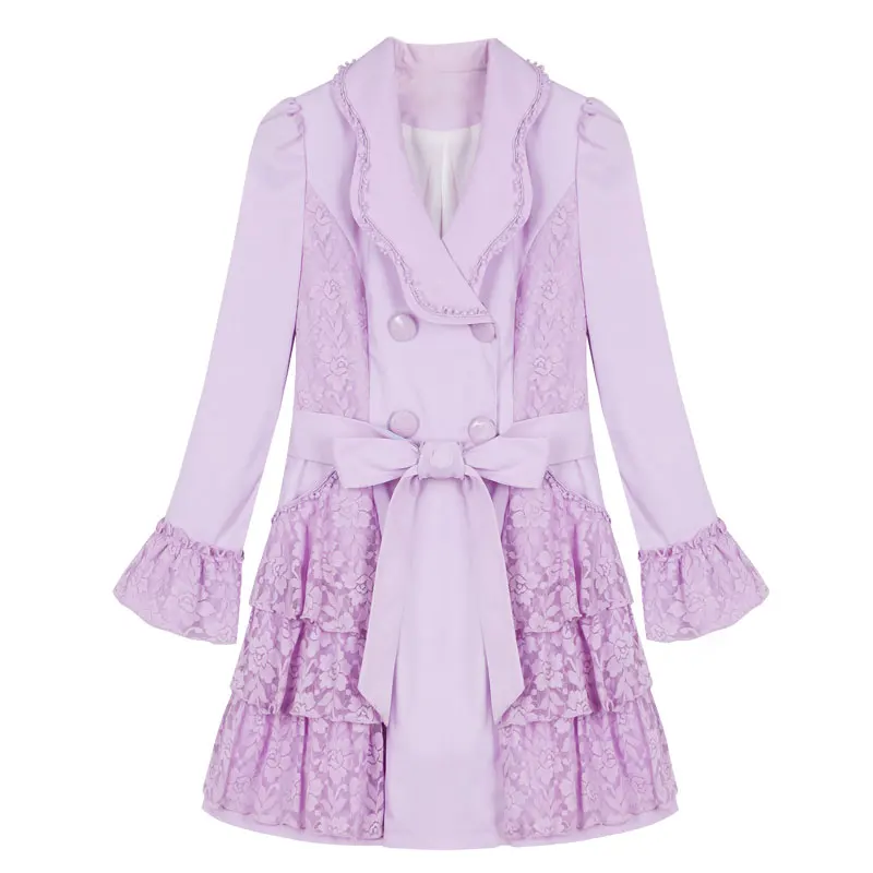 Princess sweet purple coat Candy rain bow decoration flower Embroidery Double-breasted Sweet style Japanese design  C16CD6129