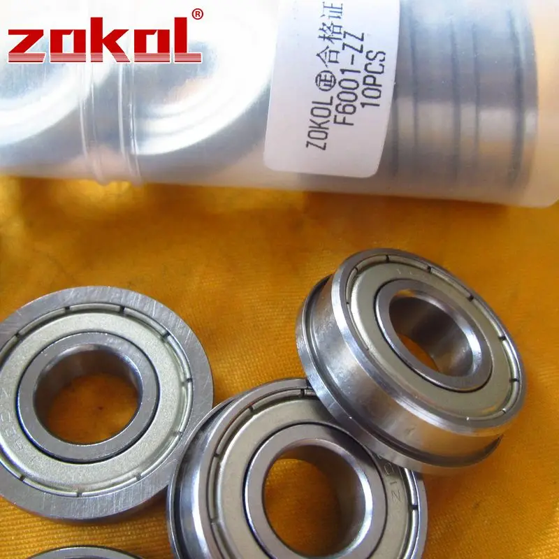 1/50Pcs/Lot F6000/6001/6002/6003/6004/6005/6006 ZZ 2RS Flange Deep Groove Ball Bearing ZOKOL