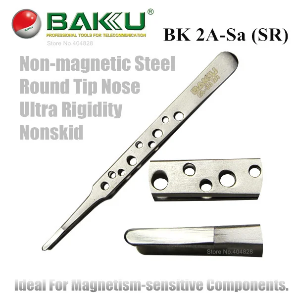 BK 2A-Sa (SR) Ultra Rigid Pointy Tip Tweezer,Nonskid  Non-magnetic Stainless Teel,Ideal For Magnetism-sensitive Components