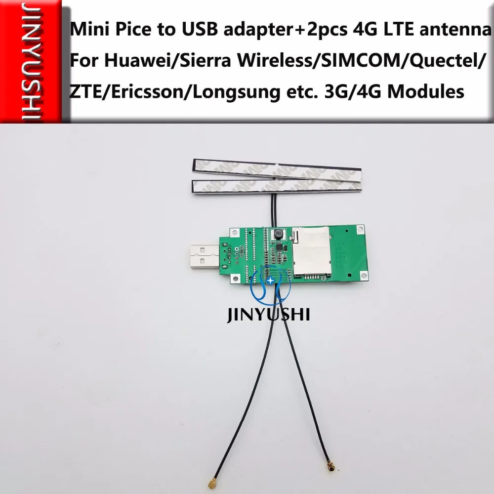 

Mini PCIE to USB adapter include SIM card slot+2PCS 4G Antenna for EC25-E EC21-E UC20-E UC15 EC20 EC25-J and so on