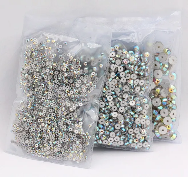 High quality 3mm 4mm 5mm 6mm 8mm middle hole sew on crystal flat back rhinestones with one middle hole crystal ab strass