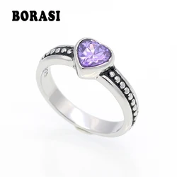 6 Colors Crystal Stone Stainless Steel Ring Heart Love Cubic Zircon Fashion Accessories Women Ring aneiss Engagement Jewelry