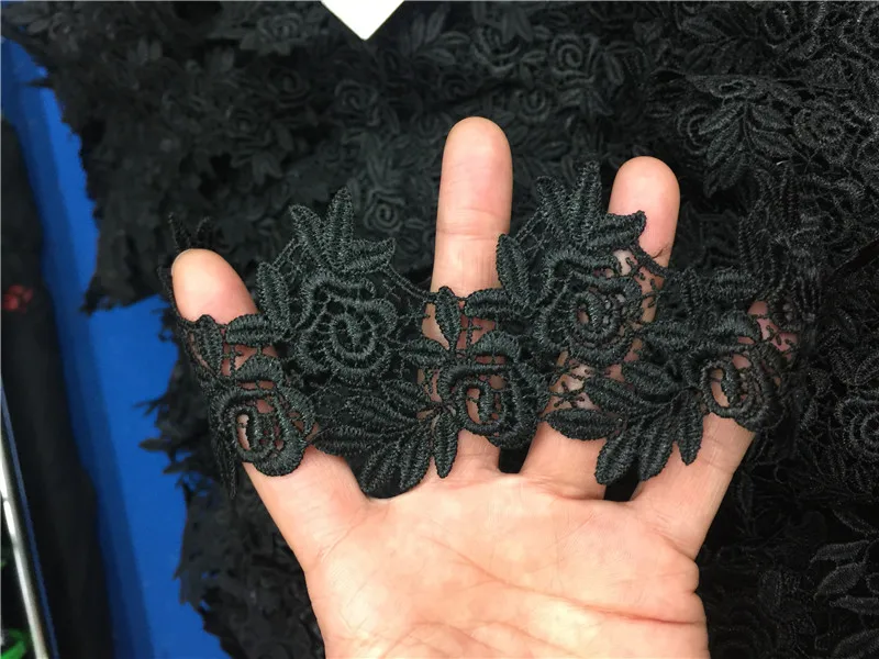 70yards Black Polyester chemical  Lace  flower Victorian lace Trim, diy crafted sewing wholesale wide6cm