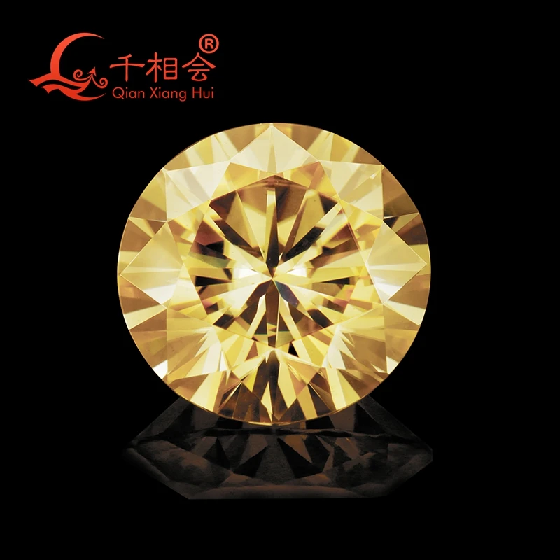 

5mm to 12mm champagne / light and dark yellow Round shape Brilliant cut moissanite loose stone vdieo is light yellow)