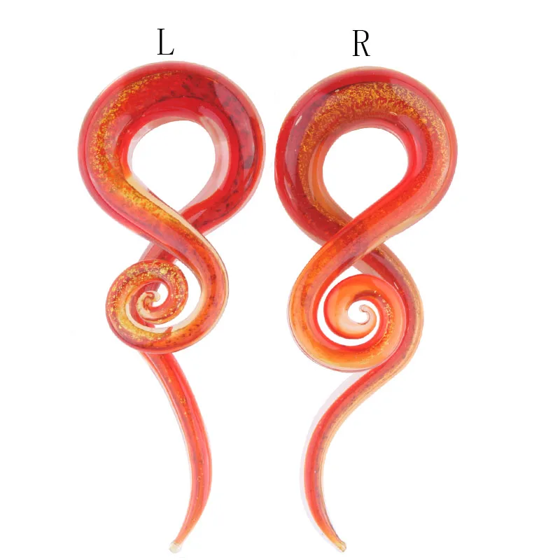 One Pair Glass Ear Spiral Taper Gauge Ear Plug Stretching Expander PircingGlass Gauge Body Jewelry Pircing