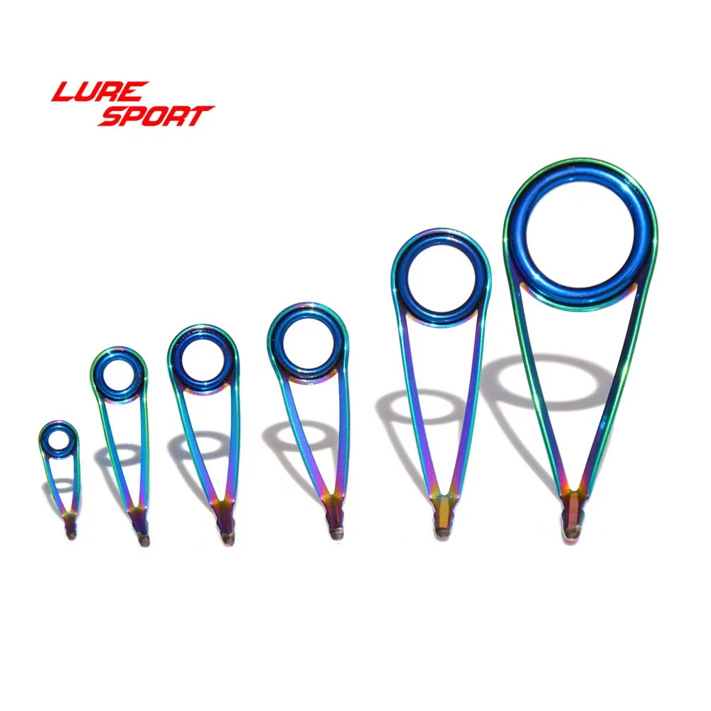 LureSport KLH دليل 10 قطعة KLM قوس قزح الإطار الأزرق حلقة الصيد رود بناء مكون إصلاح DIY التبعي