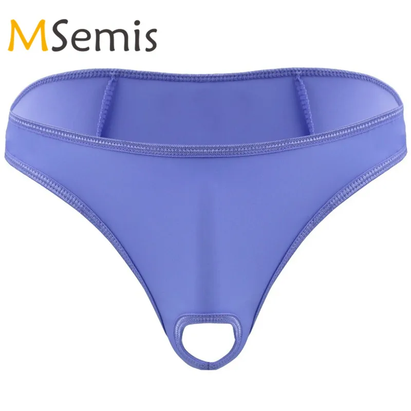 Swimwear Mens Micro Thong Bikini Briefs Shorts Lingerie Underwear with Penis Hole T-Back Briefs Mesh Jockstrap Sexy Underpants