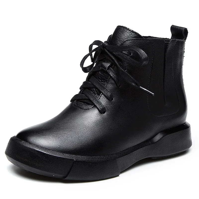 

GKTINOO Fashion Winter Shoe Boots Genuine Leather Ankle Shoes Vintage Casual Shoes Warm Velvet Retro Handmade Women Boots