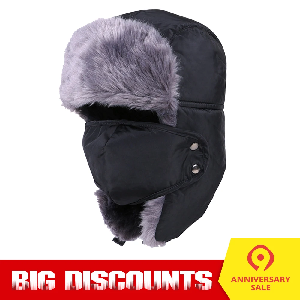 

Winter Motorcycle Face Mask Maske Moto Trapper Trooper Hat Balaclava Cap Windproof Warm Flap Ski Hunting Bomber Hat Face Shield