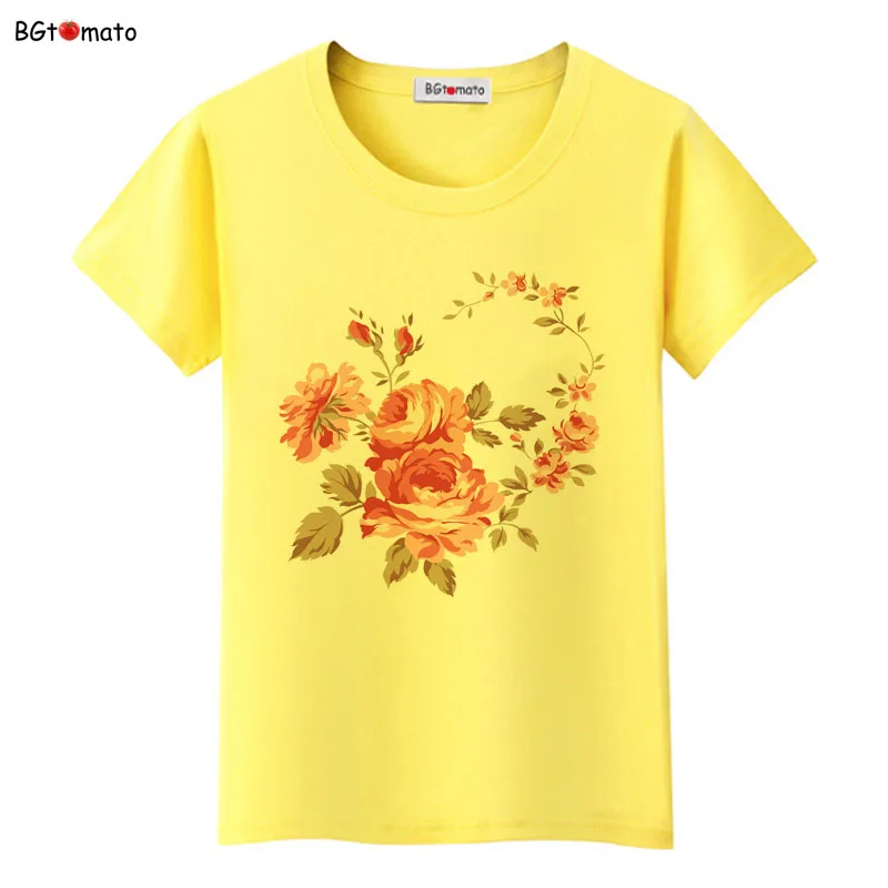 Super fashion Artwork Peony T-shirt women beautiful Red flower summer Shirt Good quality brand casual Tops Tees