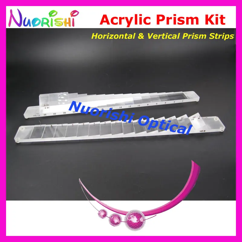 Ophthalmic Optical Optometry Acrylic Horizontal Vertical Prism Lens Strips Kit Set Aluminum Case