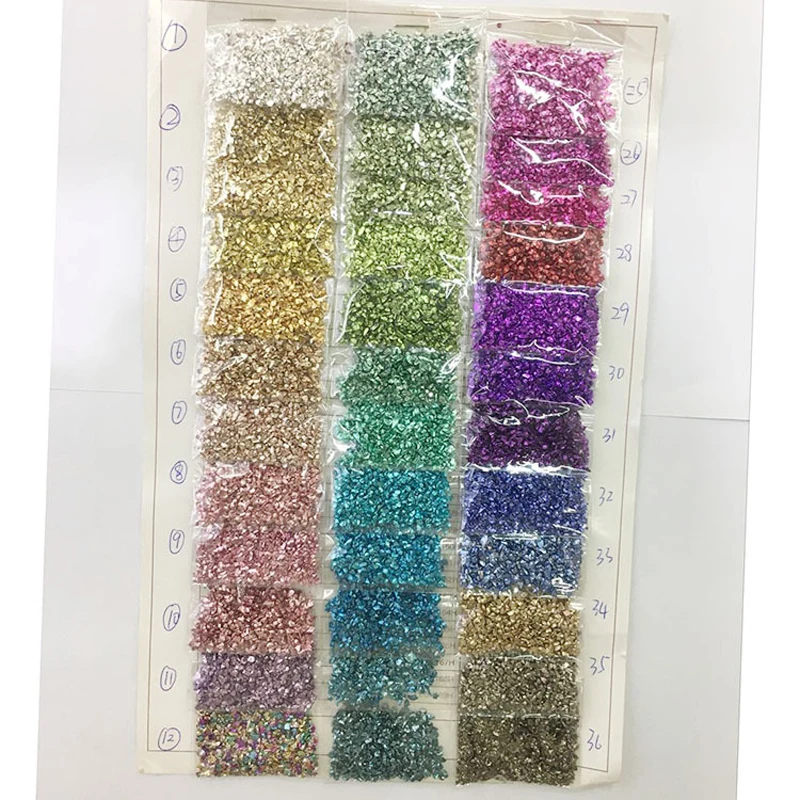 12 Colors Crushed Glass for Crafts,  Irregular Glitter Metallic Chips Gravel Gem Stones 20G Crushed Glass Irregular Stone