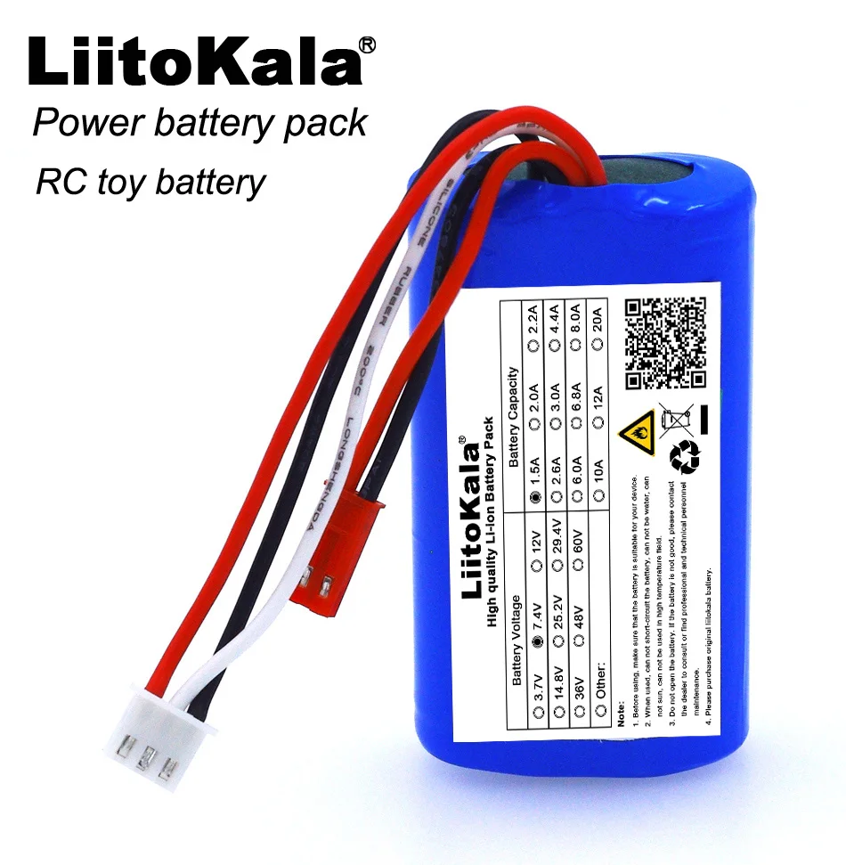 2 pz/lotto LiitoKala nuova batteria al litio 7.4V 18650 1500mAh 8.4V li-lon batterie ricaricabili batteria per aerei