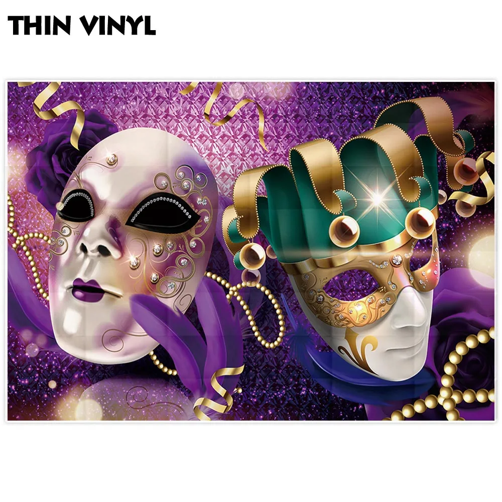 Allenjoy Achtergrond Maskerade Luxe Party Paars Veer Volwassen Dans Photocall Photobooth Schieten Photophone