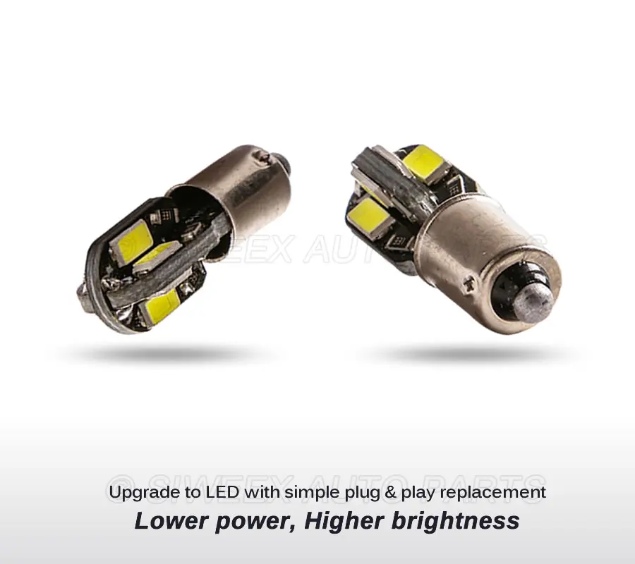 4 Pcs H6W BAX9S LED Bulbs 8 SMD 5730 Car Interior Reading Door Side Marker Lights Warm/White DC 12V Auto License Plate Lamps
