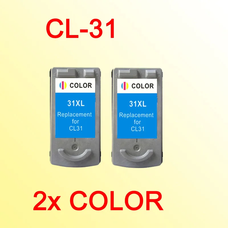 2pcs ink cartridge for canon CL31 CL-31PIXMA iP1800 iP2600 MP140 MP210 MP470 MX300 printer