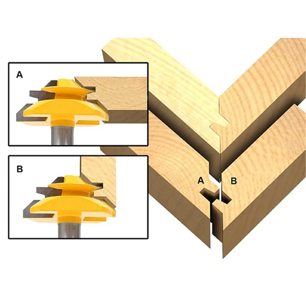1Pc 45 Grad Sperre Gehrung Router Bit 1/4 Zoll Schaft Holzbearbeitung Zapfen Fräsen Cutter Werkzeug Bohren Fräsen Für Holz hartmetall Legierung