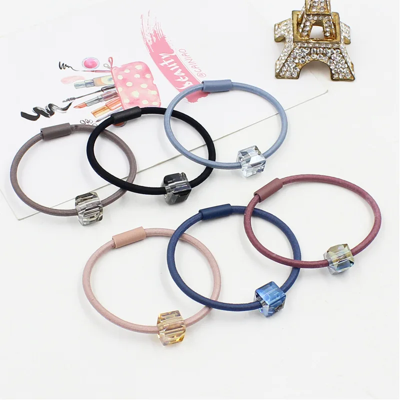 

6PCS/LOT Good quality crystal square accessories Elastic Hair Bands of women girls headdress female headband free shipping