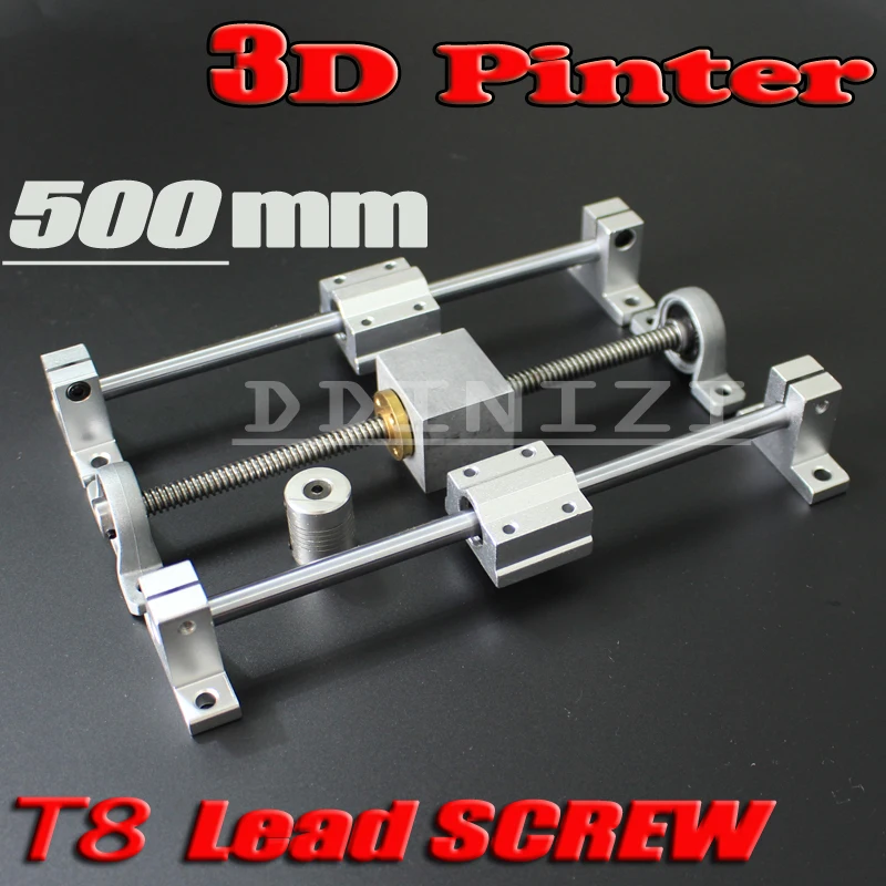 

HOT sale 3D Printer guide rail sets T8 Lead screw length 500mm + linear shaft 8*500mm + KP08 SK8 SC8UU+ nut housing +coupling