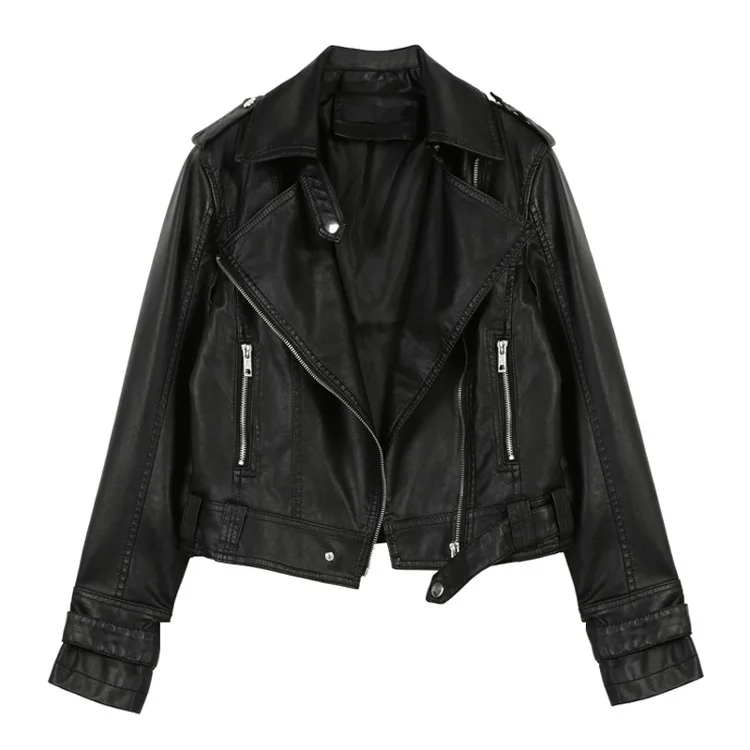 

New Autumn Faux Suede Womens Motorcycle Jacket Faux Leather Jacket Women Biker Jacket Slim White PU Coat