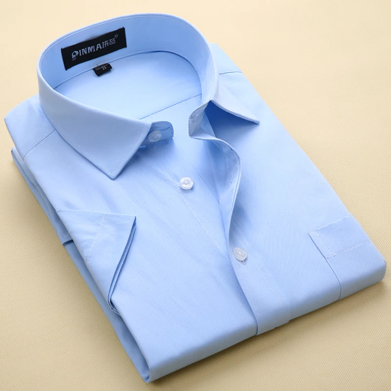 Men\'s Short Sleeve Turn-Down Collar Dress Shirt Mens Formal Shirts Solid Color Shirts Summer Style Clothes