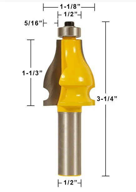 2 Bit Handrail Router Bit Set - Classical Ogee/Bead - 1/2