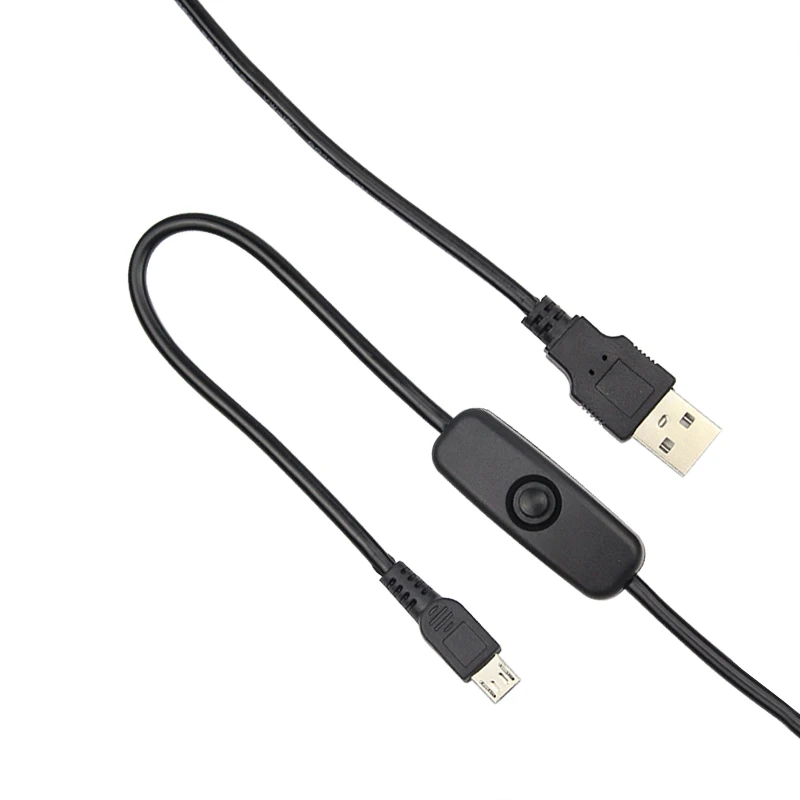 1M USB Cable Power Wire With ON/OFF Button Swith Power Cables USB to Micro USB Port Charger Cable for Raspberry Pi 3/Zero